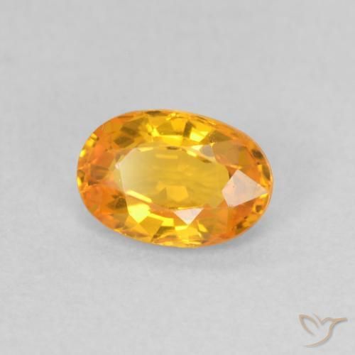 0.63 ct Orange Sapphire Stone, Natural Sapphire in Oval Facet Shape for Sale