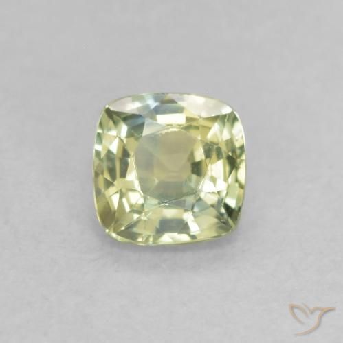 0.48ct Natural Yellowish Green Sapphire, Cushion, VVS-VS