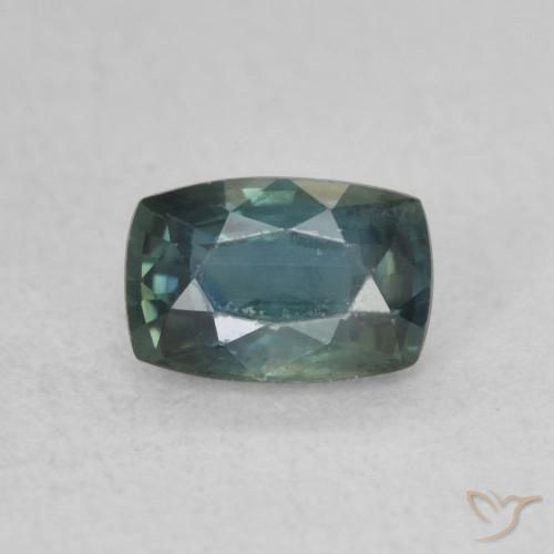 0.78ct Natural Deep Blue Green Sapphire, Cushion, VS