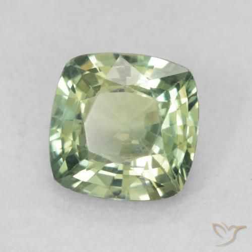0.89 ct Green Sapphire Stone, Natural Sapphire in Cushion-Cut Shape for Sale