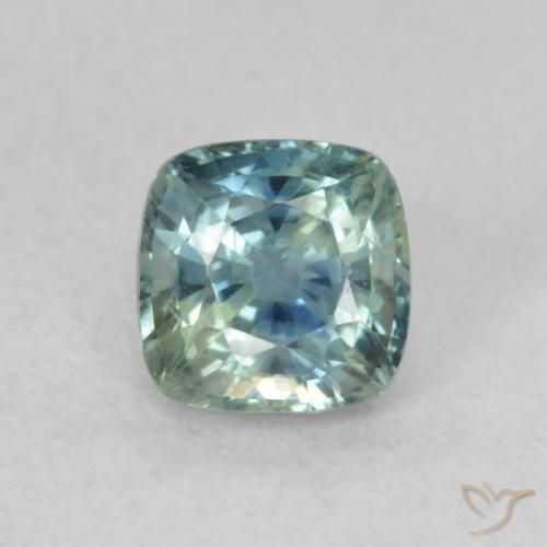 0.73ct Natural Medium Blue Green Sapphire, Cushion, VVS-VS