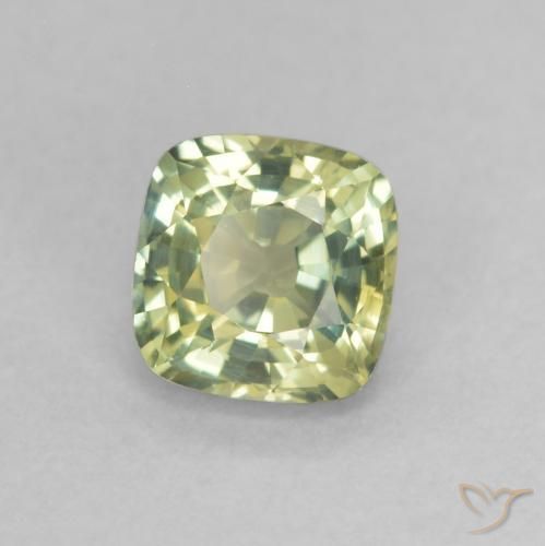 0.65 ct Green Sapphire Stone, Natural Sapphire in Cushion-Cut Shape for Sale