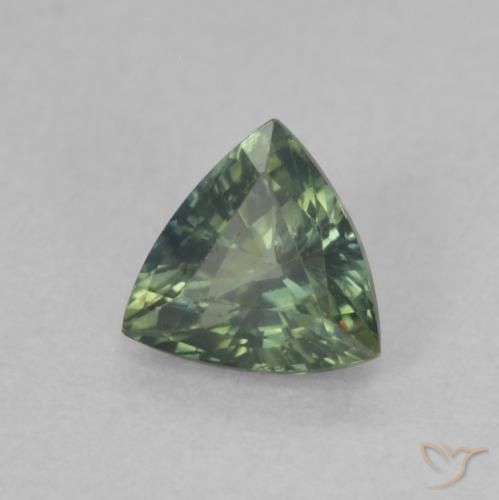 0.52 ct Green Sapphire Stone, Natural Sapphire in Trillion Facet Shape for Sale