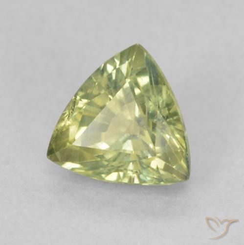 0.65 ct Yellow Sapphire Stone, Natural Sapphire in Trillion Facet Shape for Sale