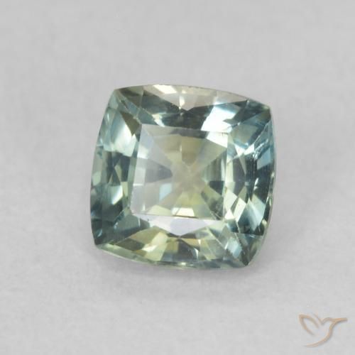 0.55 ct Green Sapphire Stone, Natural Sapphire in Cushion-Cut Shape for Sale