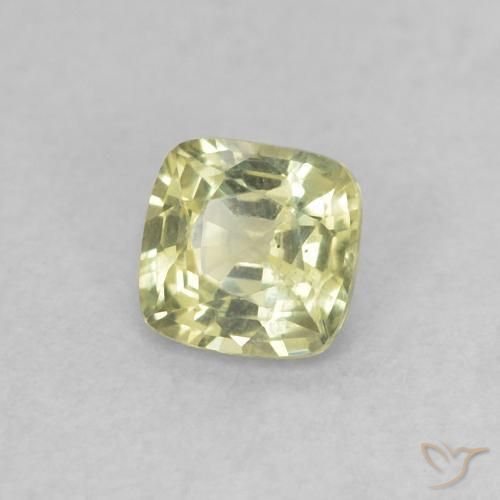 0.38 ct Yellow Sapphire Stone, Natural Sapphire in Cushion-Cut Shape for Sale