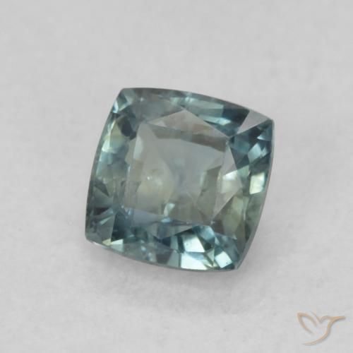 0.65 ct Green Sapphire Stone, Natural Sapphire in Cushion-Cut Shape for Sale