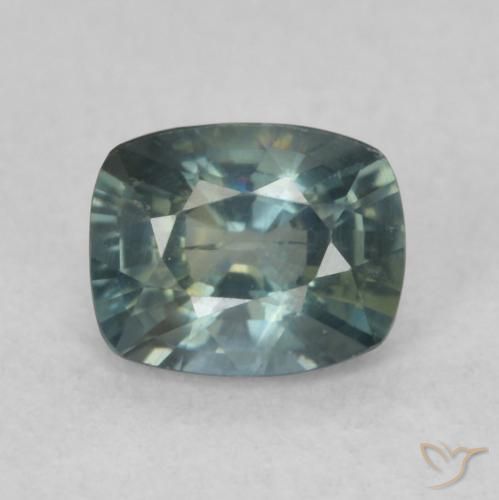 0.73ct Natural Bluish Green Sapphire, Cushion, VS