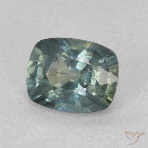 0.73 ct Green Sapphire Stone, Natural Sapphire in Cushion-Cut Shape for Sale