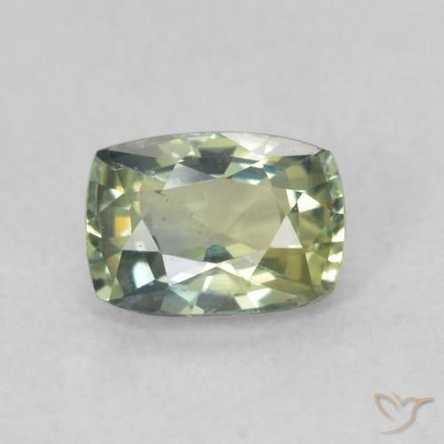 0.75ct Natural Yellowish Green Sapphire, Cushion, VS