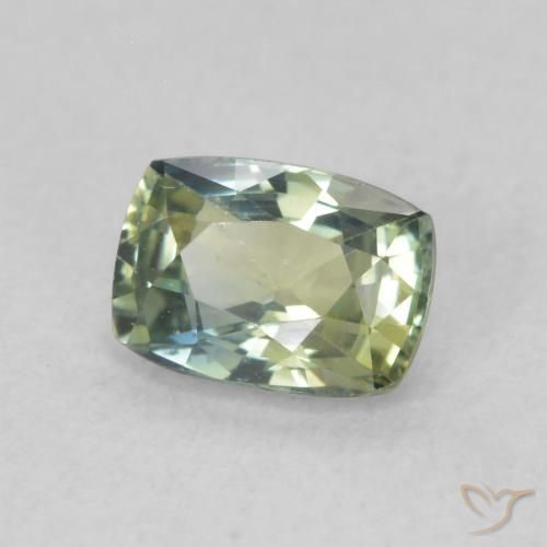 0.75 ct Green Sapphire Stone, Natural Sapphire in Cushion-Cut Shape for Sale