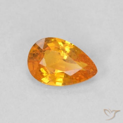 0.48 ct Orange Sapphire Stone, Natural Sapphire in Pear Facet Shape for Sale