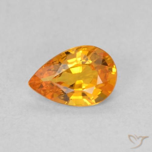 0.52 ct Orange Sapphire Gemstone, Sapphire Gem in Pear Facet Shape for Sale.