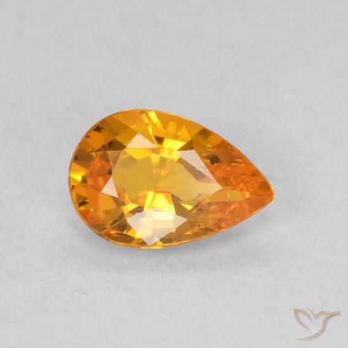 0.52 ct Orange Sapphire Stone, Natural Sapphire in Pear Facet Shape for Sale