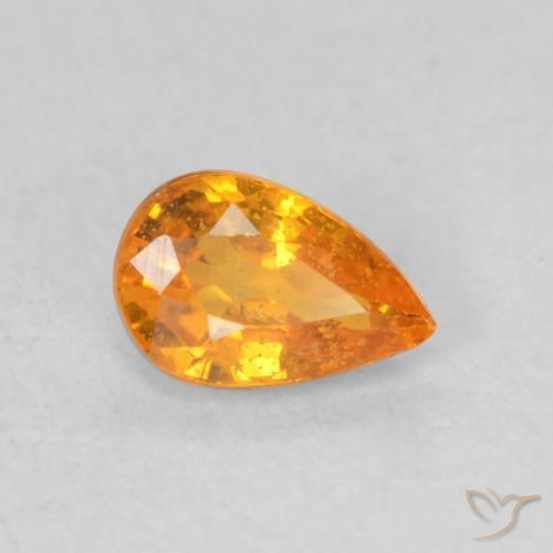 0.56 ct Orange Sapphire Stone, Natural Sapphire in Pear Facet Shape for Sale