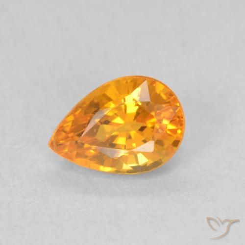 0.62 ct Orange Sapphire Gemstone, Sapphire Gem in Pear Facet Shape for Sale.
