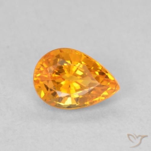 0.62 ct Orange Sapphire Stone, Natural Sapphire in Pear Facet Shape for Sale