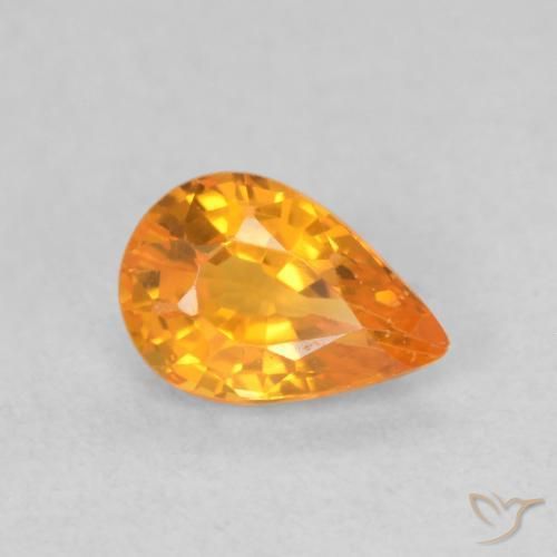 0.64 ct Orange Sapphire Stone, Natural Sapphire in Pear Facet Shape for Sale