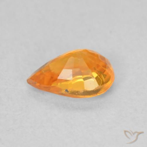 Sapphire Gemstone in 6.3 x 4.3 mm Size for Sale, Sapphire Stone in Medium Orange Color
