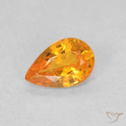 0.50ct Natural Bright Orange Sapphire, Pear Shape, VS