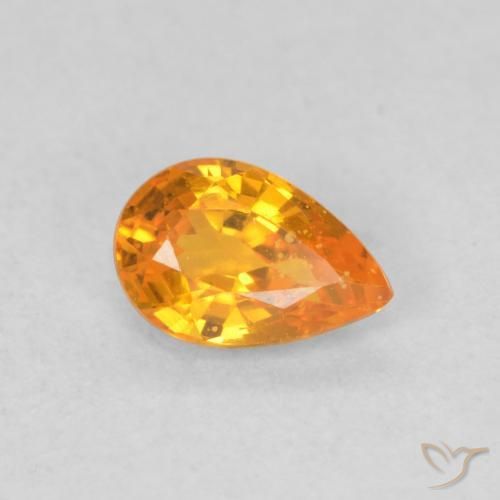 0.50 ct Orange Sapphire Stone, Natural Sapphire in Pear Facet Shape for Sale
