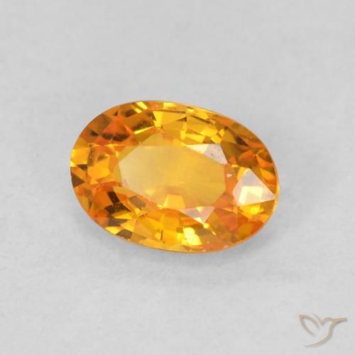0.68 ct Orange Sapphire Stone, Natural Sapphire in Oval Facet Shape for Sale