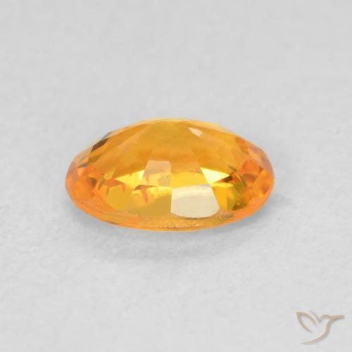Sapphire Gemstone in 6.1 x 4.3 mm Size for Sale, Sapphire Stone in Bright Orange Color