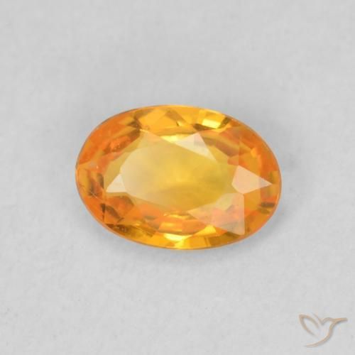0.53 ct Orange Sapphire Stone, Natural Sapphire in Oval Facet Shape for Sale