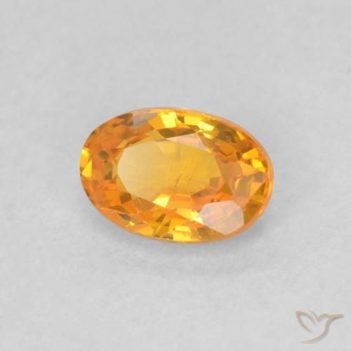 0.61 ct Orange Sapphire Stone, Natural Sapphire in Oval Facet Shape for Sale