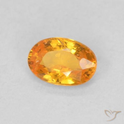 0.54 ct Orange Sapphire Stone, Natural Sapphire in Oval Facet Shape for Sale