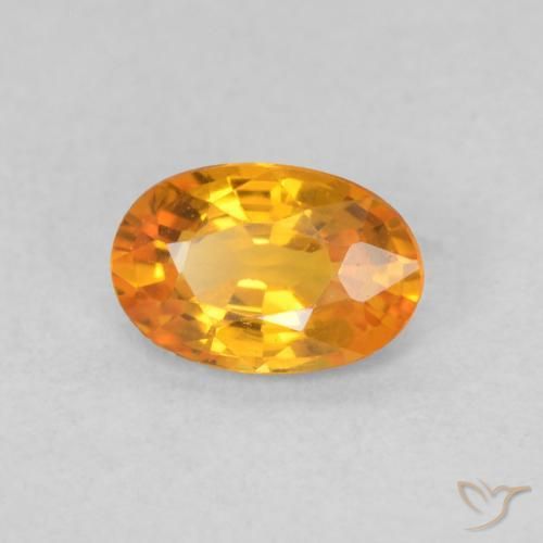 0.55 ct Orange Sapphire Stone, Natural Sapphire in Oval Facet Shape for Sale