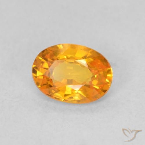 0.59 ct Orange Sapphire Stone, Natural Sapphire in Oval Facet Shape for Sale