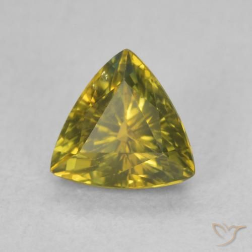 0.72 ct Green Sapphire Stone, Natural Sapphire in Trillion Facet Shape for Sale