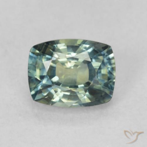 0.76ct Natural Medium Blue Green Sapphire, Cushion, VVS-VS