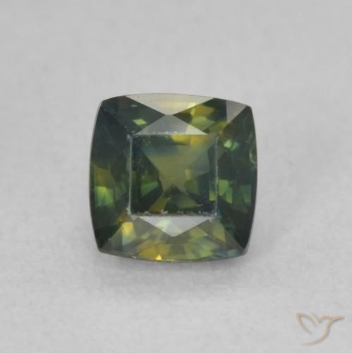 0.67ct Natural Yellowish Green Sapphire, Cushion, VVS-VS
