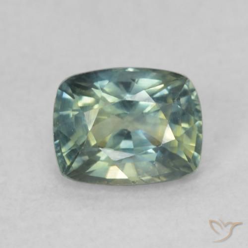 0.82ct Natural Blue-Green Sapphire, Cushion, VVS-VS