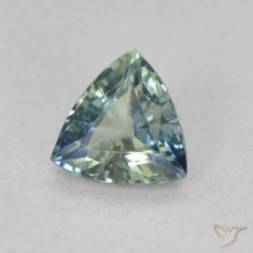 0.56 ct Green Sapphire Stone, Natural Sapphire in Trillion Facet Shape for Sale