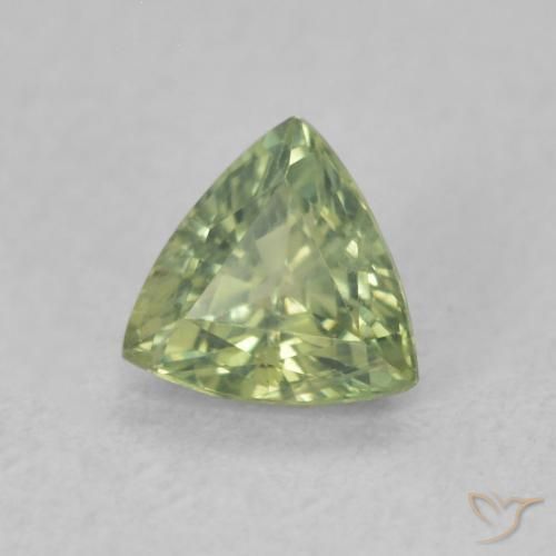 0.55 ct Green Sapphire Stone, Natural Sapphire in Trillion Facet Shape for Sale