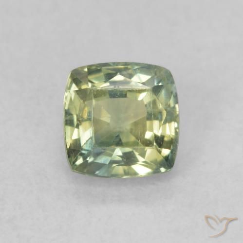 0.62ct Natural Yellowish Green Sapphire, Cushion, VS