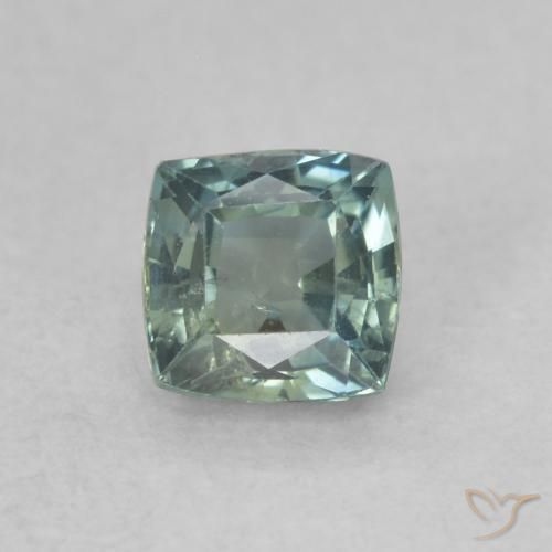 0.65ct Natural Bluish Green Sapphire, Cushion, VS