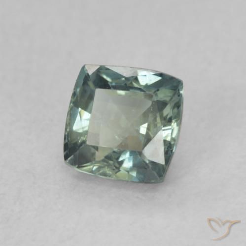 0.65 ct Green Sapphire Stone, Natural Sapphire in Cushion-Cut Shape for Sale