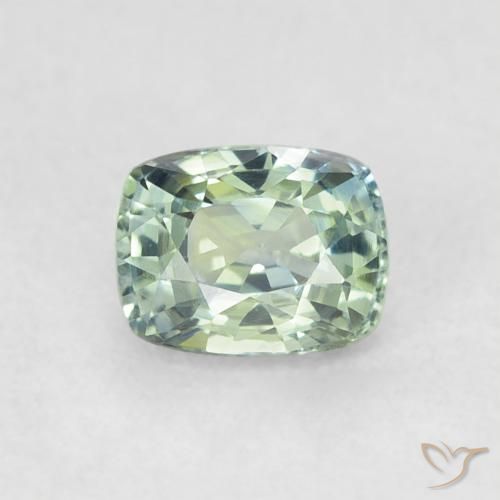 0.61ct Natural Pale Green Sapphire, Cushion, VS