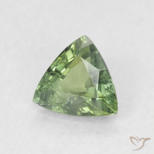 0.38 ct Green Sapphire Stone, Natural Sapphire in Trillion Facet Shape for Sale