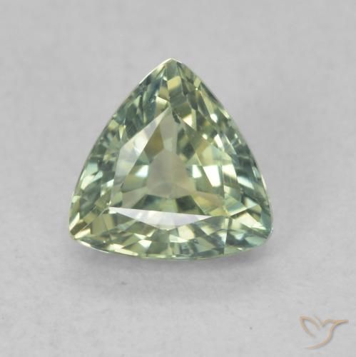 0.76ct Natural Light Sage Green Sapphire, Trillion, VVS