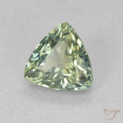 0.76 ct Green Sapphire Stone, Natural Sapphire in Trillion Facet Shape for Sale