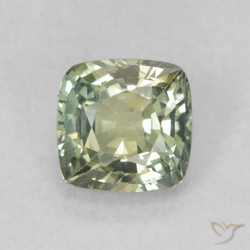 0.81ct Natural Light Sage Green Sapphire, Cushion, VVS
