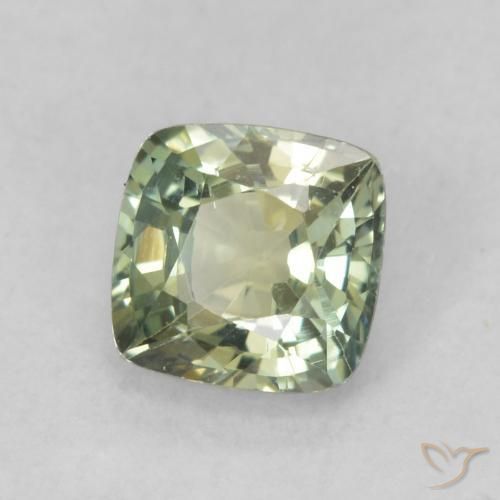 0.81 ct Green Sapphire Stone, Natural Sapphire in Cushion-Cut Shape for Sale