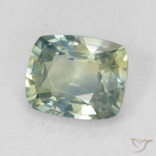 0.92 ct Green Sapphire Stone, Natural Sapphire in Cushion-Cut Shape for Sale