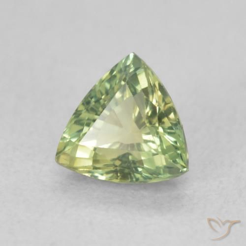 0.68 ct Green Sapphire Stone, Natural Sapphire in Trillion Facet Shape for Sale