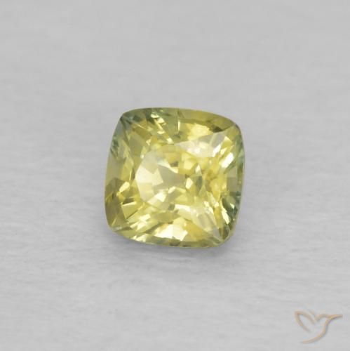 0.42 ct Yellow Sapphire Stone, Natural Sapphire in Cushion-Cut Shape for Sale